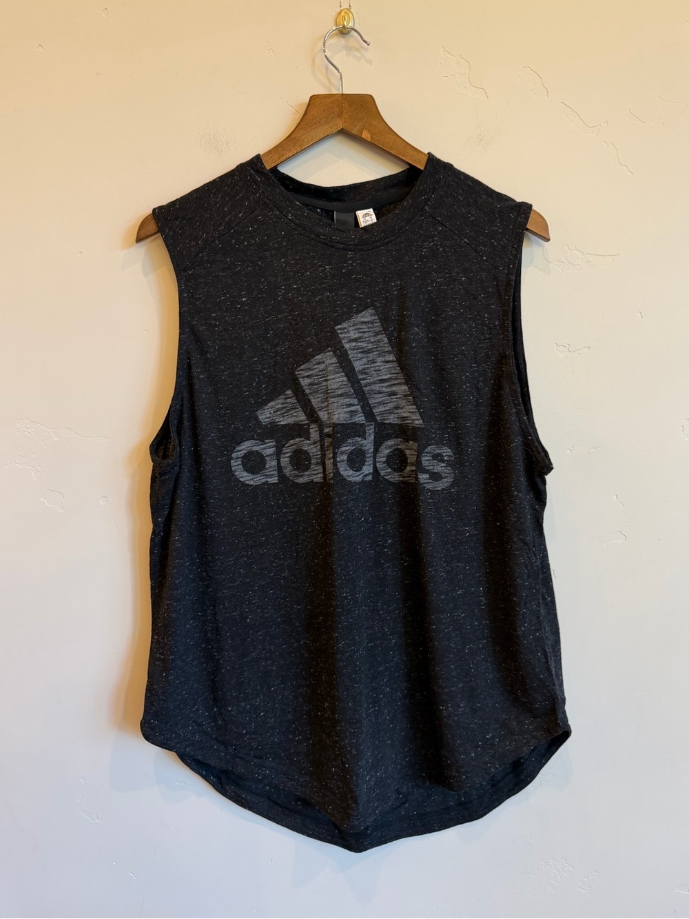 ADIDAS Heathered Black Winners Muscle Sleeveless Tee Tank